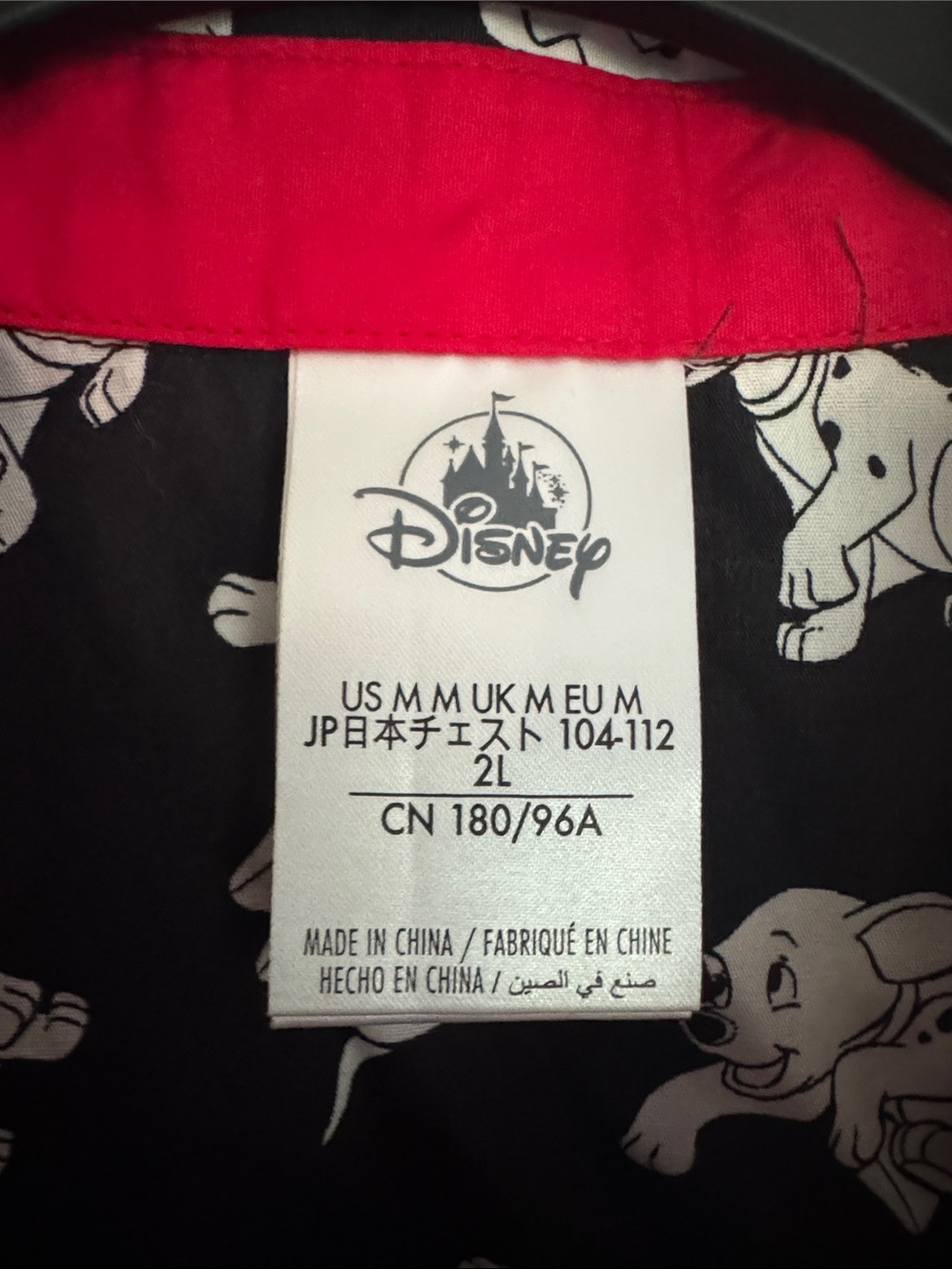 Disney 101 Dalmatians Button Up Shirt Size M Black Puppy Print - Picture 3 of 11
